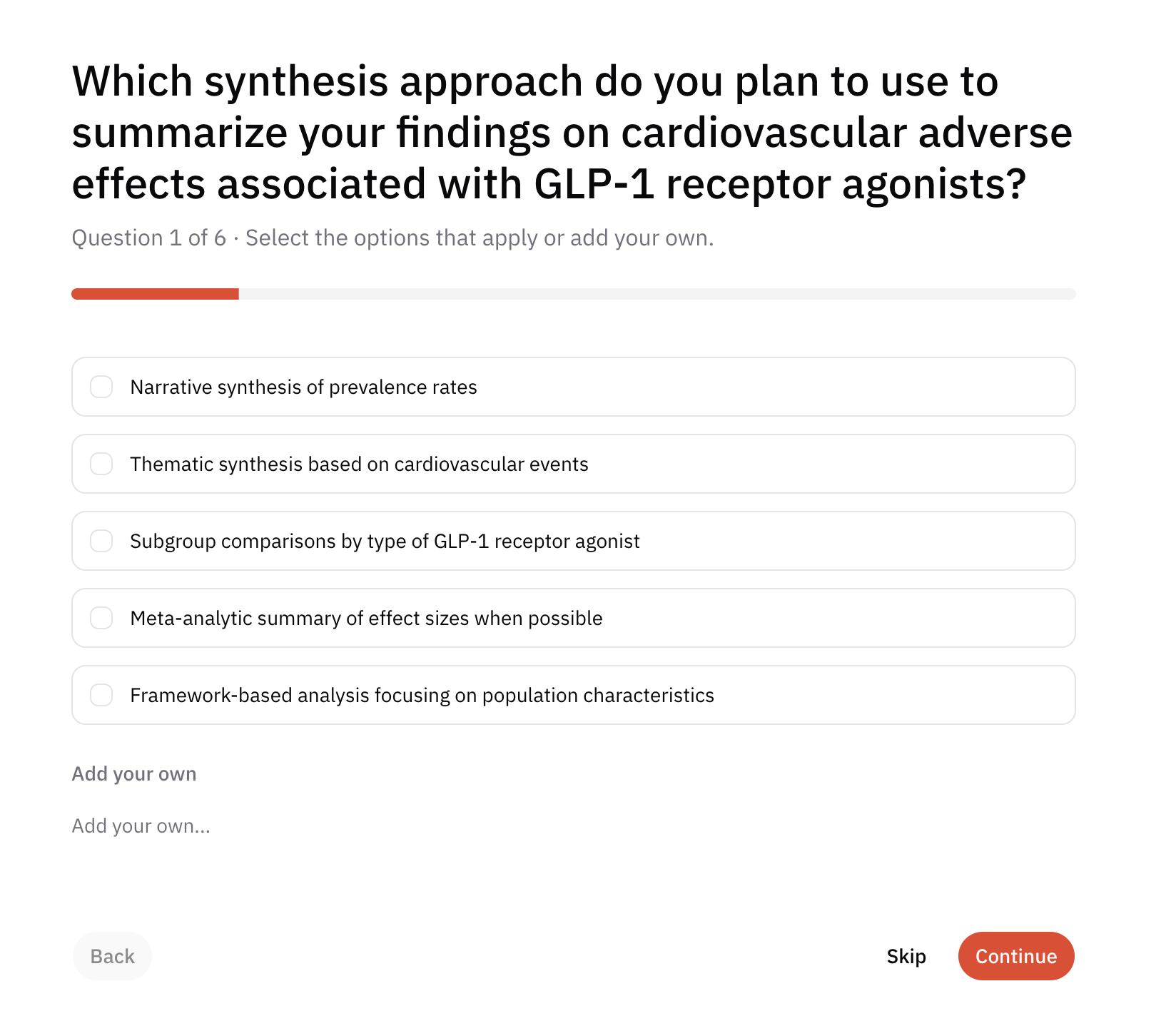 AIPRA asking targeted questions to plan evidence synthesis