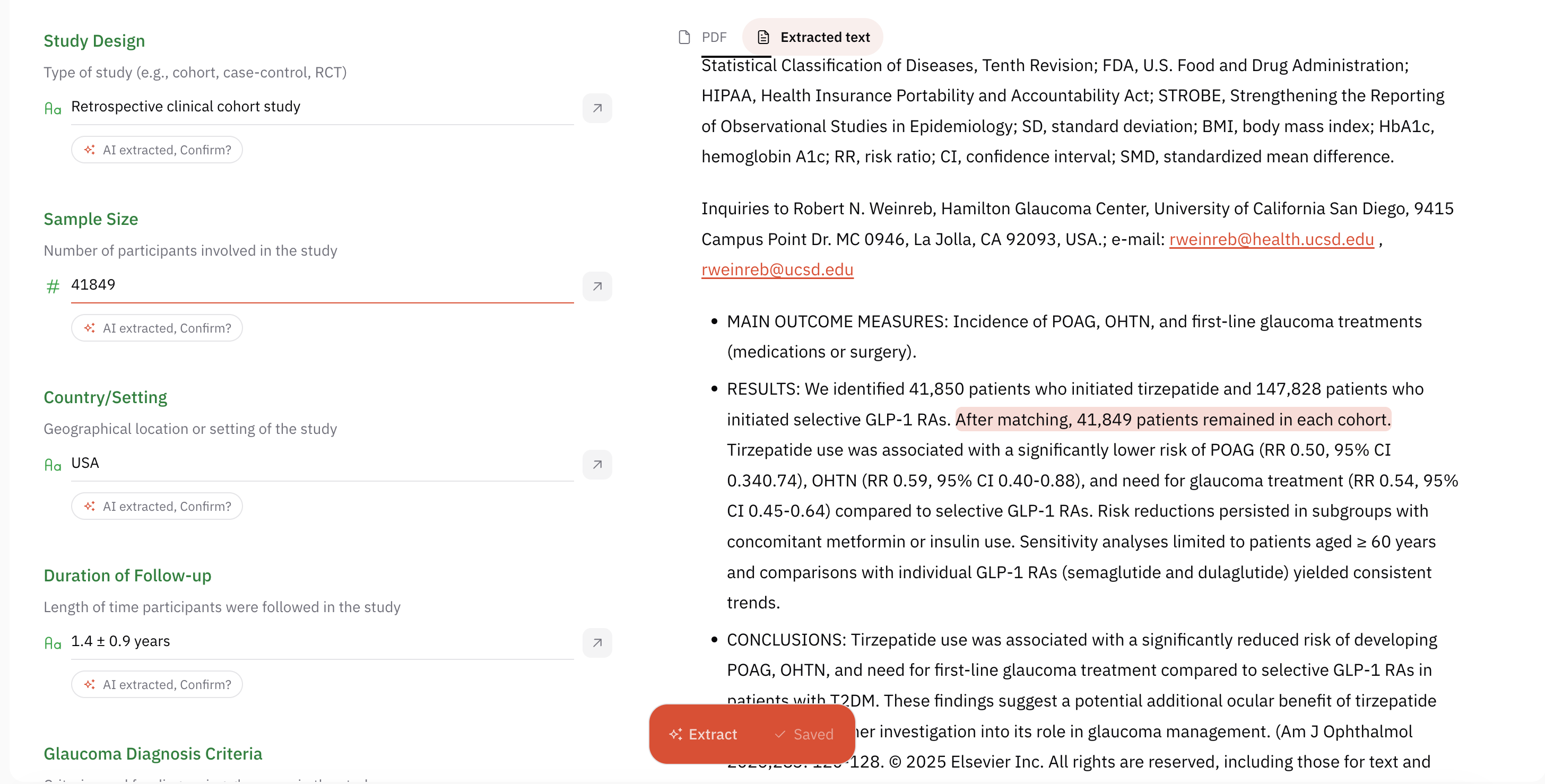 AIPRA-populated extraction field with supporting quotation from the full text