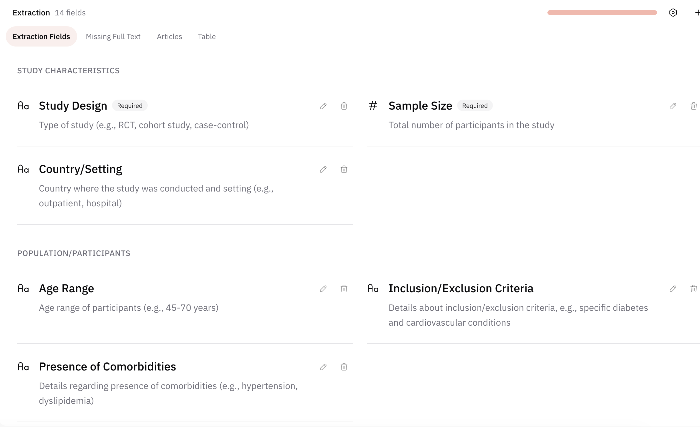 Generated list of extraction fields in AIPRA